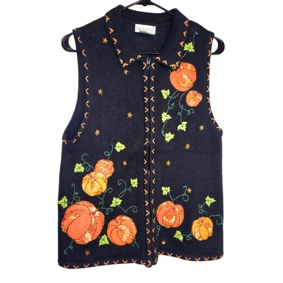 Vintage White Stag Zip-Up Embellished Beaded Embroidered Fall/ Halloween Vest S - Picture 1 of 7